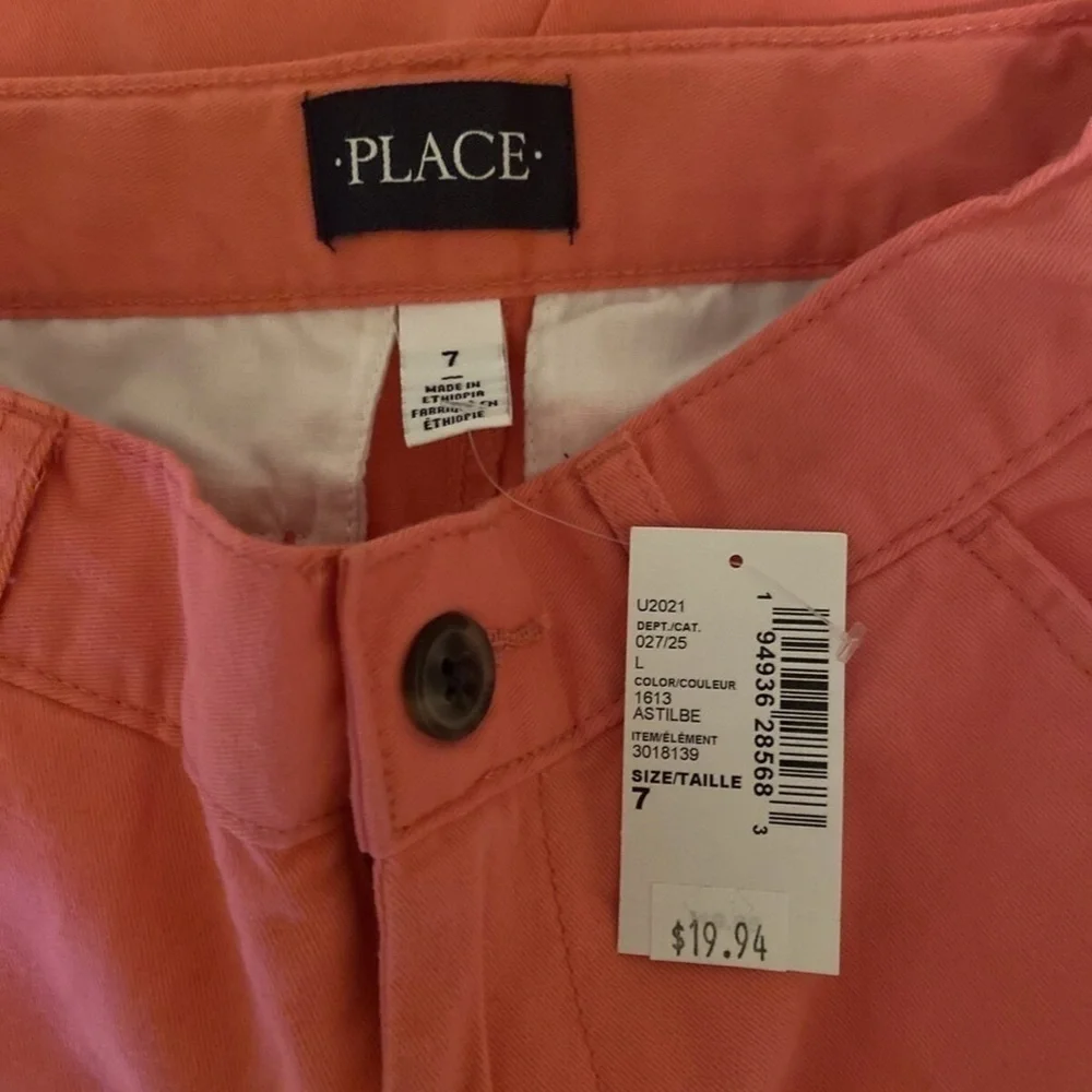 The Children's Place NWT Size 7 Solid Pink Khaki Shorts w/Adjustable Waist